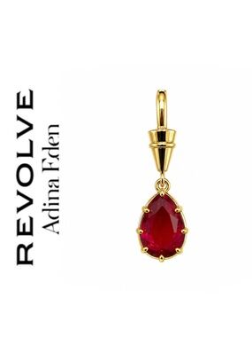 Revolve x Adina Eden Ruby Red Prong-Set Faceted Tear-Drop Charm